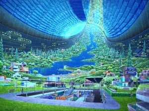 Interior of a Futuristic Rotating Space Colony